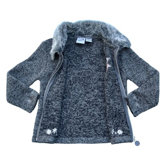 VTG Warner Bros. Sweater Girls 6/6X Full Zip Tweety Bird Gray Metallic Faux Fur - Picture 2 of 9